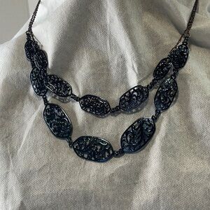 Elegant indigo blue enamel Necklace